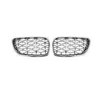 KMLONG Rejilla delantera de coche, Compatible for 2 Series F22 F23 F87 M2 2014-2019 Accesorios Diamond Racing Grill Grills cubierta de rejilla del parachoques delantero del vehículo(Silver)