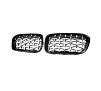 KMLONG Rejillas de parachoques delantero de coche, Compatible for 1 serie F20 F21 2015-2017 Racing Grill Diamond Grills Grill Accesorios cubierta de rejilla del parachoques delantero del(Black Silver)