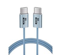 KMMXXCPM [Azul-1M Cable USB C a USB C,Flexible USB C Datos de 80Gbps Compatible con Thunderbolt 5/4/3,Cable Tipo C 100W Carga Rápida,16K/8K/4K de Transmisión Para Hub,Docking,SSD,Monitor,Carplay.