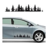 KMQRDZi Autoaufkleber,Aufkleber für die Karosserieseite,Aufkleber für den Kieferbereich,Zuflaschen,Tannenbäume,Berge,Auto,SUV,Abholung,LKW-Karosserie,Tür,KofferraumAufkleber (Schwarz, Kiefern)