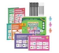 KMQRDZi Juego de cuaderno de ejercicios para niños, cuaderno de ejercicios preescolar, libros de ejercicios de escritura a mano ranurados, reutilizables, fáciles de dibujar para niños, libro para