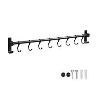 KMQRDZi Perchero de cocina, riel de cocina con varios ganchos, perchero, toallero, portaherramientas, gancho de aluminio, almacenamiento de utensilios de cocina, estante móvil, acabado mate (50 cm)