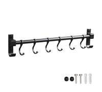 KMQRDZi Perchero de cocina, riel de cocina con varios ganchos, perchero, toallero, portaherramientas, gancho de aluminio, almacenamiento de utensilios de cocina, estante móvil, acabado mate (40 cm)