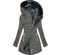 Kmrlofiy Abrigo Parka Invierno Mujer Forro Polar Termica de Cremallera Largo con Capucha Acolchado Cálido a Prueba de Viento Chaqueta Invierno para Mujer Gruesa Abrigos Agua (Gris 2, L)
