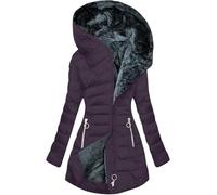 Kmrlofiy Abrigo Parka Invierno Mujer Forro Polar Termica de Cremallera Largo con Capucha Acolchado Cálido a Prueba de Viento Chaqueta Invierno para Mujer Gruesa Abrigos Agua (Lila, S)