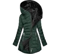 Kmrlofiy Abrigo Parka Invierno Mujer Forro Polar Termica de Cremallera Largo con Capucha Acolchado Cálido a Prueba de Viento Chaqueta Invierno para Mujer Gruesa Abrigos Agua (Verde, S)