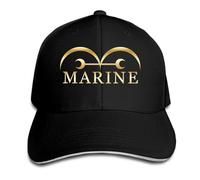 KMRR One Piece Marine Flag Anime Gold Logo Flex Baseball Cap Black Black