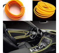 Kmruazre El Wire rope light Kit de automóvil Luces de neón de 3m/9ft Kit de iluminación debajo del tablero para luces interiores del automóvil Actualización Diseño de una línea(Amarillo)