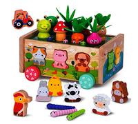 KMTJT Juguetes Montessori Educativos Niños Bebe, Juguetes Niños 1 2 3 Años, Granja Juguete Brinquedos Bebe 2 Años Juguetes Niñas Niño de Madera, Regalo Navidad Niña Niño 2 3 Años