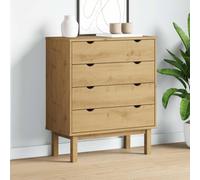 KMUNGDWG Armario con cajones OTTA 76,5 x 39,5 x 90 cm de madera maciza de pino, cómoda con 4 cajones, estilo escandinavo, marco de madera estable, incluye soporte de pared e instrucciones de montaje