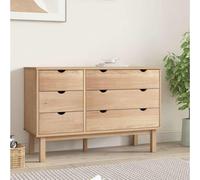 KMUNGDWG Cajonera de madera maciza de pino 111 x 43 x 73,5 cm, cómoda con 6 cajones, madera de pino para salón, dormitorio, estilo escandinavo