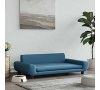 KMUNGDWG Cama para perros con marco de madera de pino, sofá para perros de terciopelo azul 100 x 54 x 33 cm, sofá acolchado grueso para mascotas con espuma suave y funda de terciopelo, sofá para