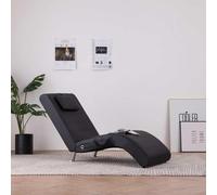 KMUNGDWG Chaise longue ergonómico negro con función de masaje y calefacción, piel sintética, patas de acero galvanizado, incluye cojín y mando a distancia, soporta máx. 110 kg