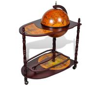 KMUNGDWG Mesa de globo terráqueo con ruedas, minibar independiente de madera de eucalipto, barra de bebidas decorativa con mesa extendida y estante, armario de vino globo con mapa náutico antiguo