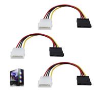Kmuqshy 3 Piezas Cable Molex a SATA 18cm, Adaptador 4 Pines a SATA, Convertidor Molex para Conectar Discos Duros y Unidades Ópticas a Fuentes de Alimentación con Puertos LP4