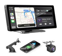 KMUTZY Portátil Radio Coche con Inalámbrico A-pple Carplay & Android Auto, Autoradio Estéreo IPS Pantalla Táctil con Bluetooth, Pantalla de Coche con Asistencia de Voz/Mirror Link/FM/AUX (10.26'')