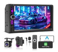 KMUTZY Wireless A-pple CarPlay and Android Auto 2 DIN Car Radio, 7 Inch Digital Multimedia Receiver, Double DIN Radio with Screen, Rear Camera, Link Mirror, RDS/FM/Am/Phone GPS/SWC/AUX
