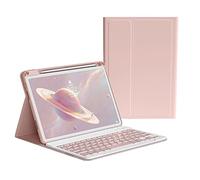KMXDD Funda con teclado para iPad Air de 11 pulgadas M3/M2, Air 5ª generación de 10.9 pulgadas, iPad Pro 11 1ª/2ª/3ª/4ª generación con funda de teclado de color Bluetooth desmontable inalámbrica (rosa