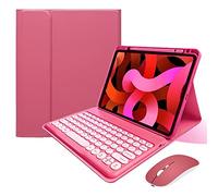 KMXDD Funda de teclado compatible con iPad de 11 pulgadas A16 2025, iPad de 10.9 pulgadas de 10.9 pulgadas 2022 con mouse Bluetooth, llave redonda, bonita funda extraíble para teclado de color, color