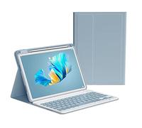 KMXDD Funda para iPad de 10ª Generación 2022 de 10.9 Pulgadas Con Teclado Extraíble Inalámbrico Bluetooth (Azul Niebla)