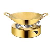 KMXNSJZS Juego De Calentador De Bufé De Acero Inoxidable, Estufa De Alcohol Comercial, Olla Seca para Bodas, Catering Y Fiestas, Dorado, 20 Cm