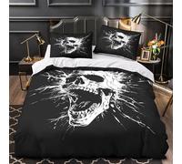 KMYZPKWJL Grito de Calavera 3D Impresión Edredón Funda 3pz Microfibra Transpirable Horror Grunge Funda de edredón 2 Fundas hipoalergénica Decoración Familia Single (135x200cm)