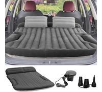 KMZ Colchón de aire para SUV, acolchado y de doble cara, cama de camping de viaje con 2 almohadas y bomba eléctrica, almohada inflable para maletero y asiento trasero de SUV (gris oscuro)