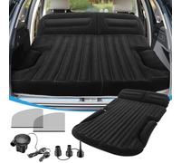 KMZ Colchón de aire para SUV, cama gruesa de doble cara con bomba eléctrica y 2 almohadas, colchón de viaje inflable para maletero de SUV y asiento trasero