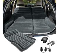 KMZ Colchón de aire SUV de doble cara grueso para cama de coche, almohadilla inflable portátil para campamento y viajes, con 2 almohadas y bomba eléctrica (verde y carbón)