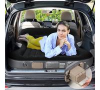 KMZ Colchón inflable de aire para SUV, flocado grueso con bomba integrada, autoinflable, portátil, para dormir, cama de viaje, para SUV, camión, inflado y desinflado rápido (negro)