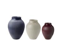 Knabstrup Keramik Set de jarrones acanalados Knabstrup 3-pack Berry-sand-dark blue