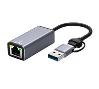 Knadgbft Adaptador Ethernet USB Tipo C de Dos Cabezales Tarjeta de Red USB Tipo C una RJ45 Adaptador de Red de 1000 Mbps para Computadora PortáTil de Escritorio
