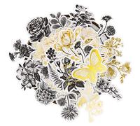 Knaid Botanical Juego de pegatinas grandes de papel de aluminio dorado (120 piezas), diseño de flores y hojas Washi para álbumes de recortes, manualidades para niños, álbum, diario, planificadores,