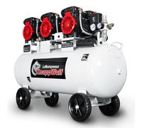 KnappWulf Compresor silencioso Compresor Compresor de aire KW4100 con caldera de 100L, 3300W, 10 bar, 660L/min, sin aceite, incluye separador de agua, reductor de presión, grifo de drenaje de
