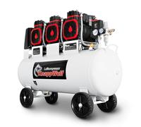 KnappWulf Compresor susurro, 10 bar, caldera de 100 L, 230 V, 3300 W, 754 L/min, sin aceite, incluye separador de agua, regulador de presión, válvula de descarga de agua de condensación, compresor de