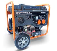 KnappWulf Generador de corriente KW3400E de emergencia, 3000 W, incluye batería de 2 x 230 V, 1 x 12 V, protección contra escasez de aceite AVR, depósito de plástico industrial de 15 L