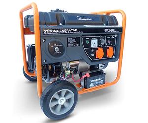 KnappWulf Generador de corriente KW3400E de emergencia, 3000 W, incluye batería de 2 x 230 V, 1 x 12 V, protección contra escasez de aceite AVR, depósito de plástico industrial de 15 L