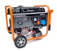 KnappWulf Generador de corriente KW8300-1 Generador de corriente de emergencia, 1 x 230 V, 1 enchufe de camping de 230 V, color azul, máx. 7,7 kW, motor de gasolina con 15 CV, arrancador eléctrico