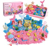 KNASON Arena Juguete Magica Sirena,Arena Kit Cinetica para Niños y Niñas con 1KG de Arena de Colores,Cofre del Tesoro y Arenero,Regalo de Cumpleaños de Navidad para Niños de 3 4 5 6 7 8 Años