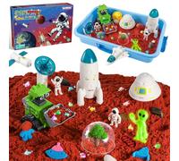 KNASON Arena Juguetes Mágica de Espacio Exterior,Arena Sand con Arenas,Extraterrestre Brillante y Gemas,Caja de Arenas con Tapa,Sand para Arenero Regalo para Niños de 3 a 8 Años
