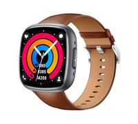 Knauermann Neo 2 (2025) - Negro Rectangular - Reloj de Salud Smartwatch - ECG - Función HRV - Bluetooth BT - Apnea del Sueño - Presión Arterial - Pulsera de Cuero de Vaca Marrón, Höhe: 42mm; Breite: