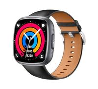 Knauermann Neo 2 (2025) - Negro Rectangular - Reloj de Salud Smartwatch - ECG - Función HRV - Bluetooth BT - Apnea del Sueño - Presión Arterial - Correa de Cuero de Vaca Negro, Höhe: 42mm; Breite: