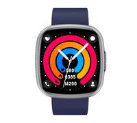 Knauermann Neo 2 (2025) - Negro Rectangular - Reloj de Salud Smartwatch - ECG - Función HRV - Bluetooth BT - Apnea del Sueño - Presión Arterial - Banda de Silicona Azul, Negro, Höhe: 42mm; Breite