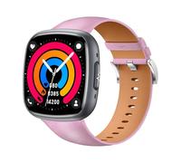 Knauermann Neo 2 (2025) - Negro Rectangular - Reloj de Salud Smartwatch - ECG - Función HRV - Bluetooth BT - Apnea del Sueño - Presión Arterial - Pulsera de Cuero de Vaca Rosa, Höhe: 42mm; Breite: