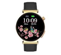 Knauermann Neo 2 (2025) - Oro Redondo - Reloj de Salud Smartwatch - ECG - Función HRV - BT Bluetooth - Apnea del sueño - Presión Arterial - Correa de Piel de Vacuno Negra, Durchmesser: 40 mm,