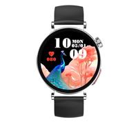 Knauermann Neo 2 (2025) - Plata Redondo - Reloj de Salud Smartwatch - ECG - Función HRV - Bluetooth BT - Apnea del Sueño - Presión Arterial - Banda de Silicona Negro, Durchmesser: 40mm; Dicke: 10,9mm