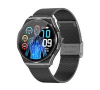 Knauermann Pro 3 (2024) Negro - Reloj Sanitario smartwatch con función telefónica - ECG + HRV y función SOS - Pantalla AMOLED BT Bluetooth - Apnea del sueño - Banda milanesa Negra, 14-24, Redondo,