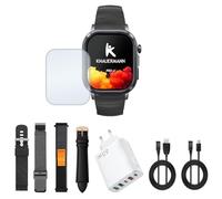 Knauermann Pro 4 (2026) Reloj de Salud ECG Cuadrado Negro con presión Arterial, medición de Pulso y oxígeno en Sangre, función del teléfono, análisis del sueño, IP67, 46 mm, Paquete Premium