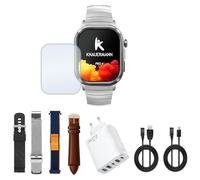 Knauermann Pro 4 (2026) Reloj de Salud ECG Cuadrado Plateado con presión Arterial, medición de Pulso y oxígeno en Sangre, función del teléfono, análisis del sueño, IP67, 46 mm, Paquete Premium