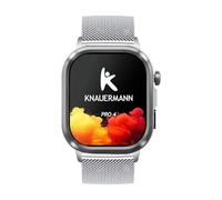 Knauermann Pro 4 ECG Health Watch con función de teléfono, Reloj Inteligente en Plata, Pulso, presión Arterial, HRV, análisis del sueño, para Hombres y Mujeres, Pulsera milanesa Plateada
